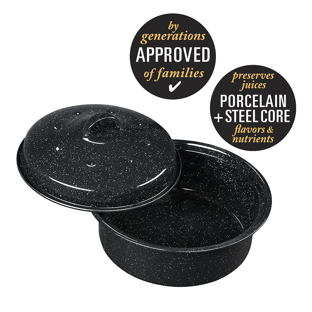 8.7-Inch Small Covered Round Roaster, 3Lb Capacity – Mini Roaster Enamel Steel