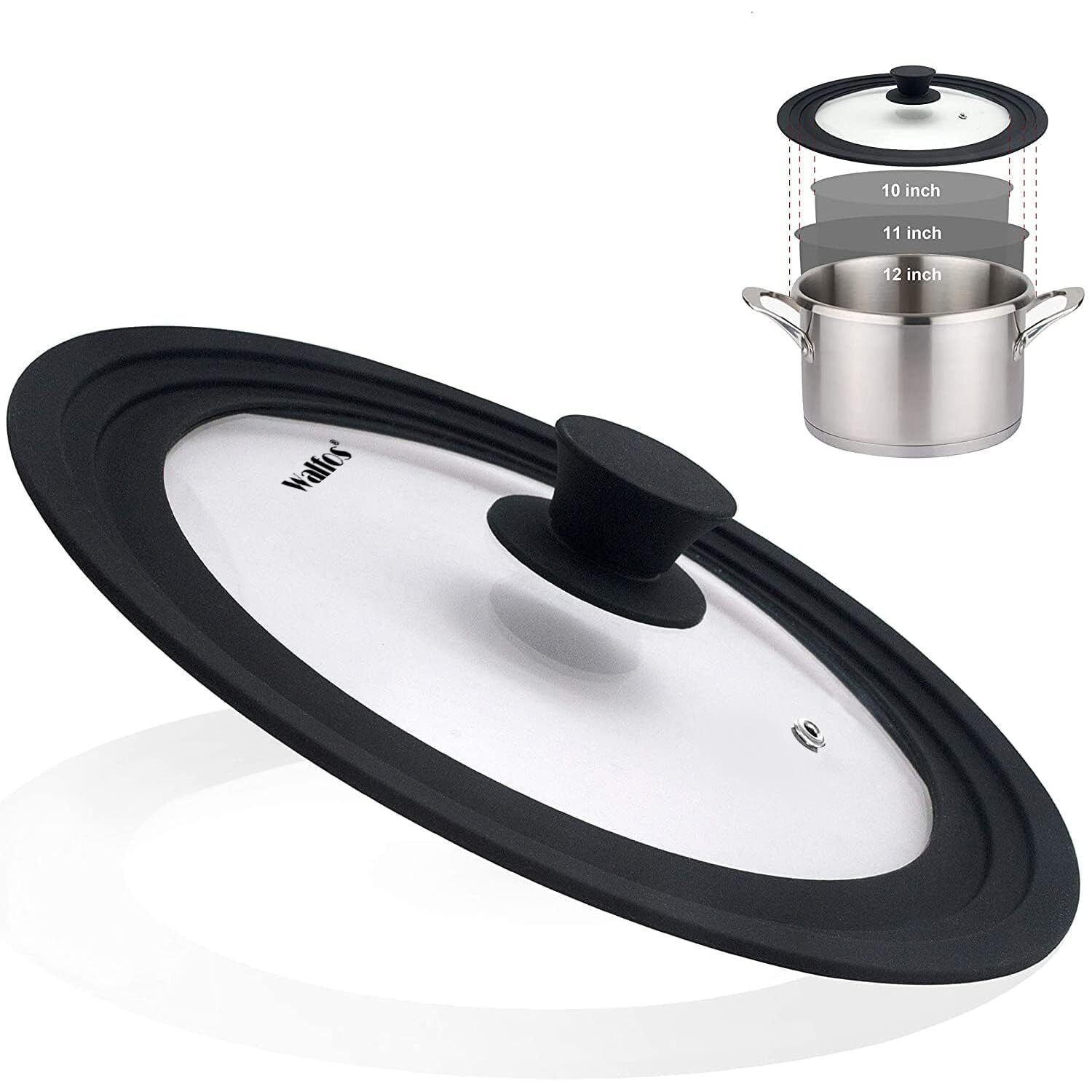 Universal Lid for Pots Pans and Skillets – Tempered Glass with Heat Resistant…