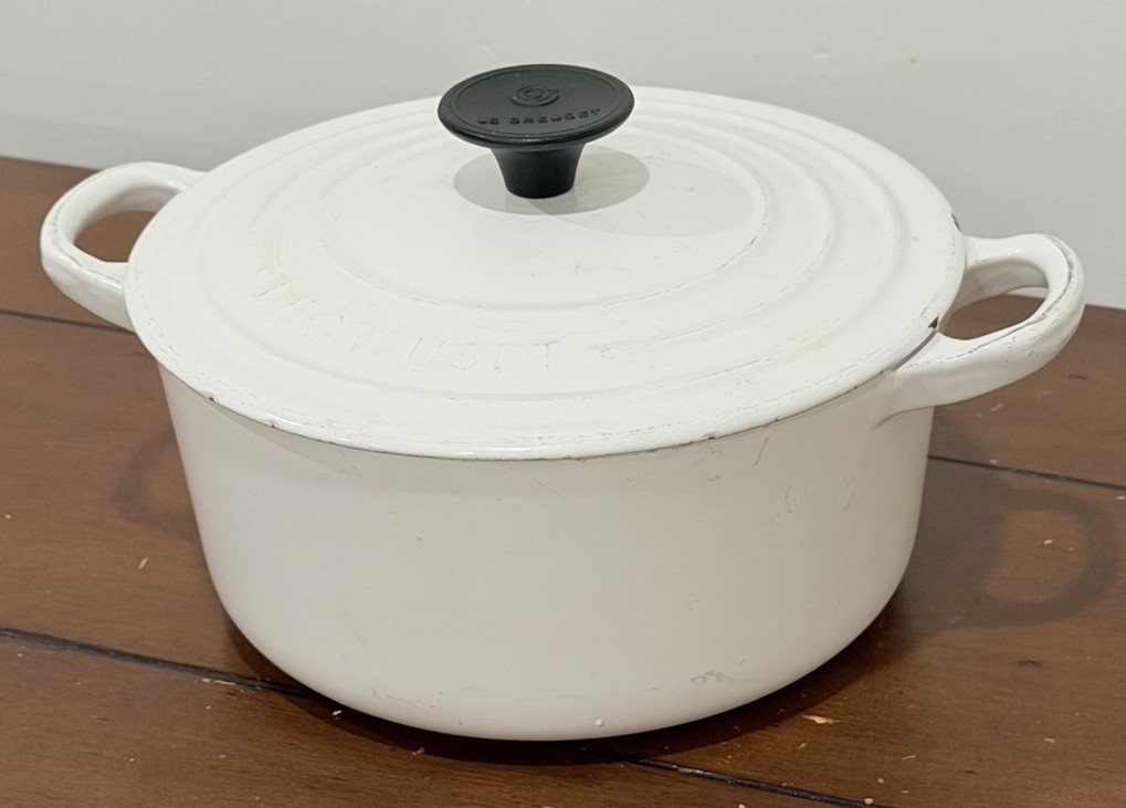 Vintage Le Creuset 18 Dutch Oven 2 Qt White Cast Iron France
