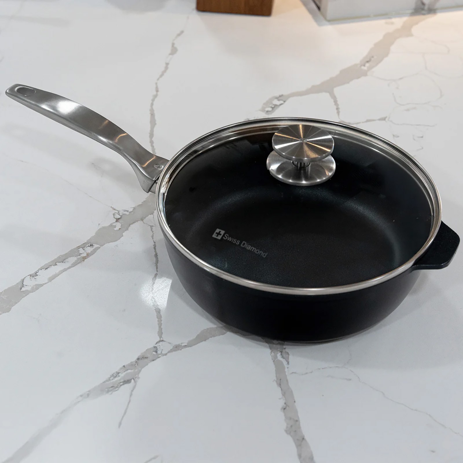 Swiss Diamond CHD Nonstick Saute Pan with Glass Lid, 3.2 qt