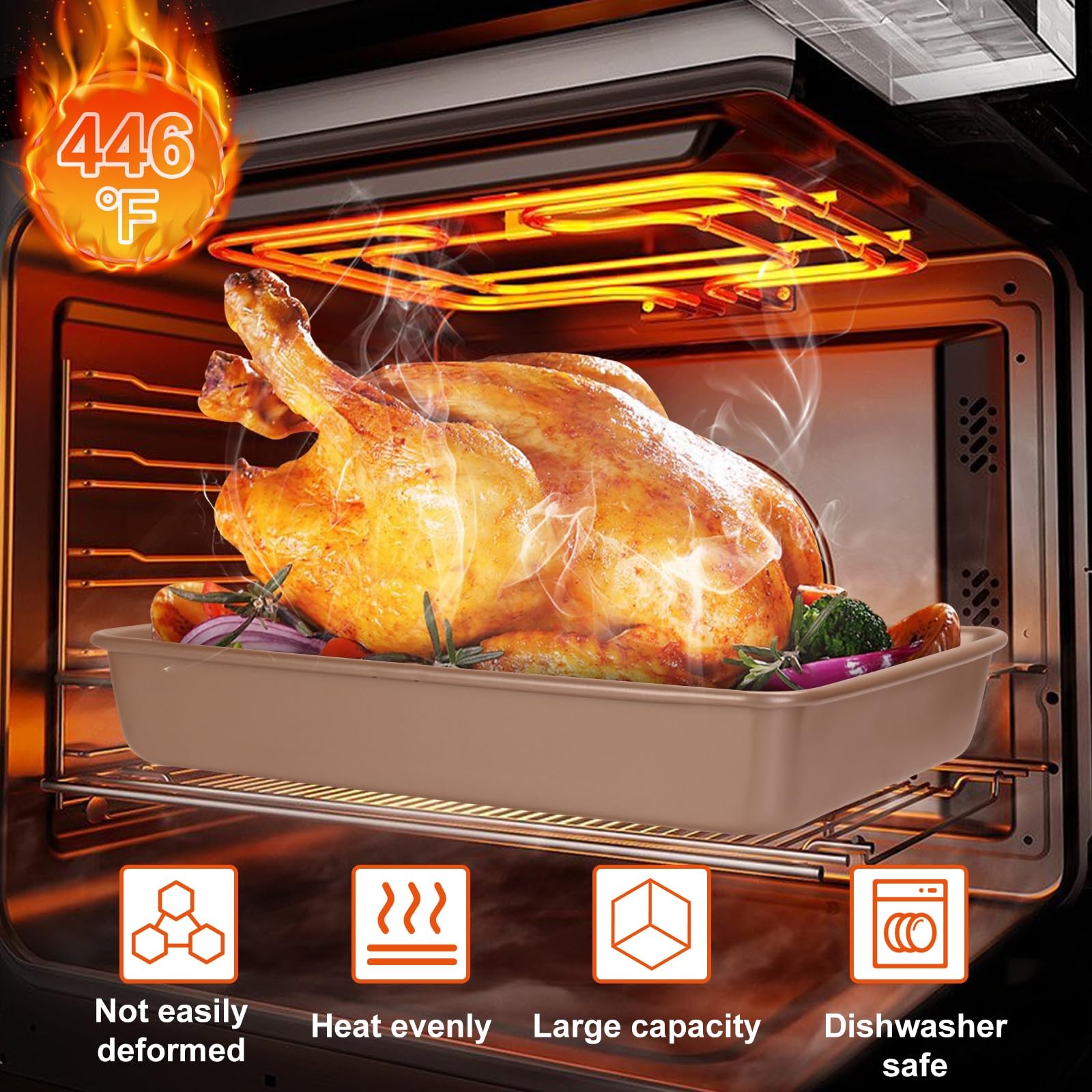 9x13Inch Roasting Pan with Rack, Thickened Nonstick Deep Rectangle Cake Pans,…