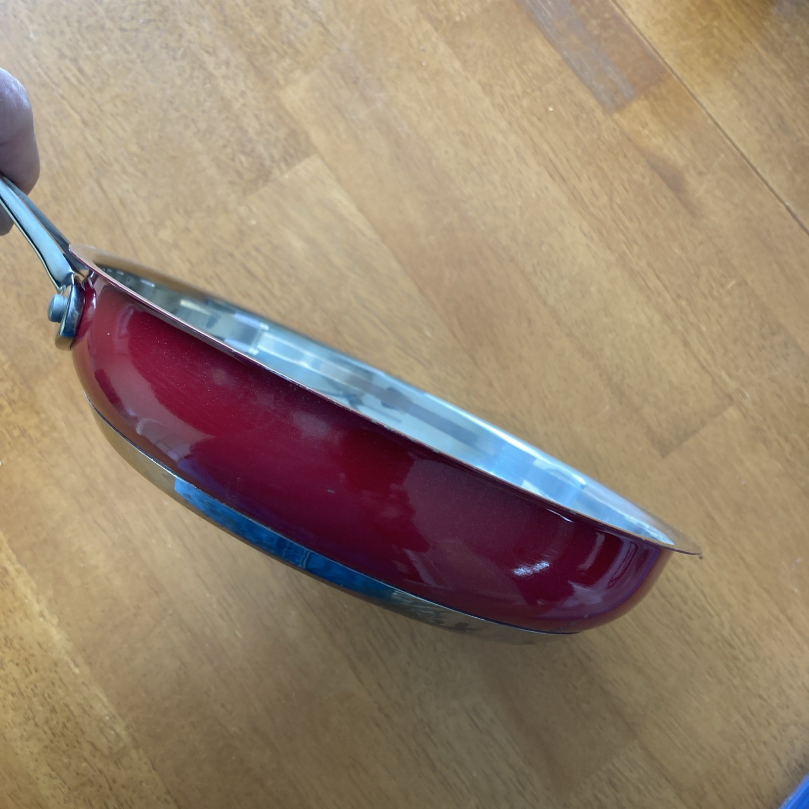 Cuisinart Model #cs22 8in / 20cm Stainless Steel Frying Pan Skillet Red Accent