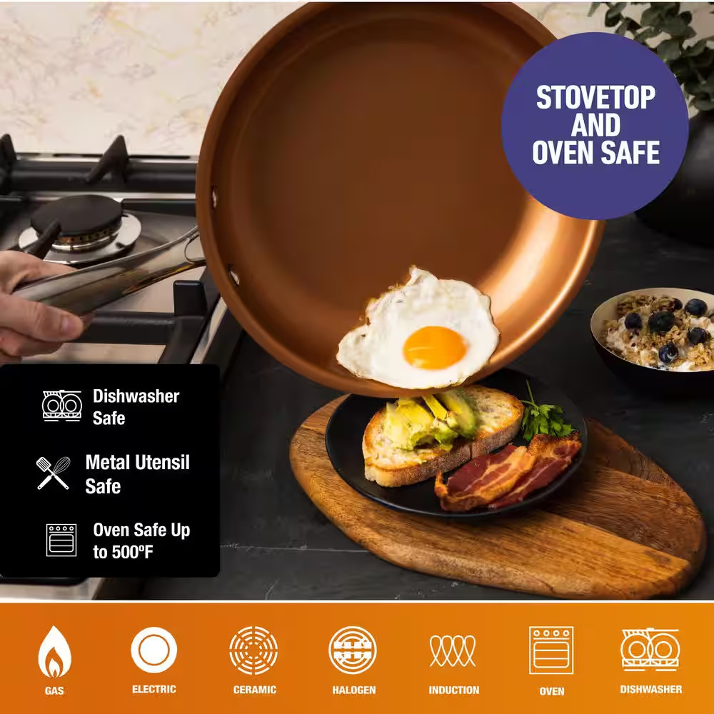 Gotham Steel Nonstick Frying Pan 3-Pcs Aluminum Hard Anodized Set (8,10,12 in.)