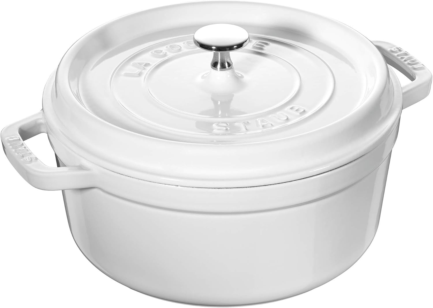 French 4-Qt Cast Iron Dutch Oven Cocotte, White, Serves 3-4