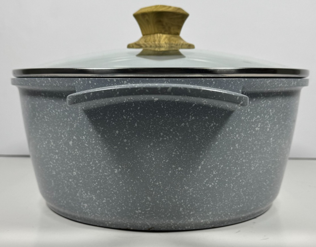 MasterClass Premium Cookware Speckled Gray Casserole Pot ~4.3 Qt w/ Glass Lid