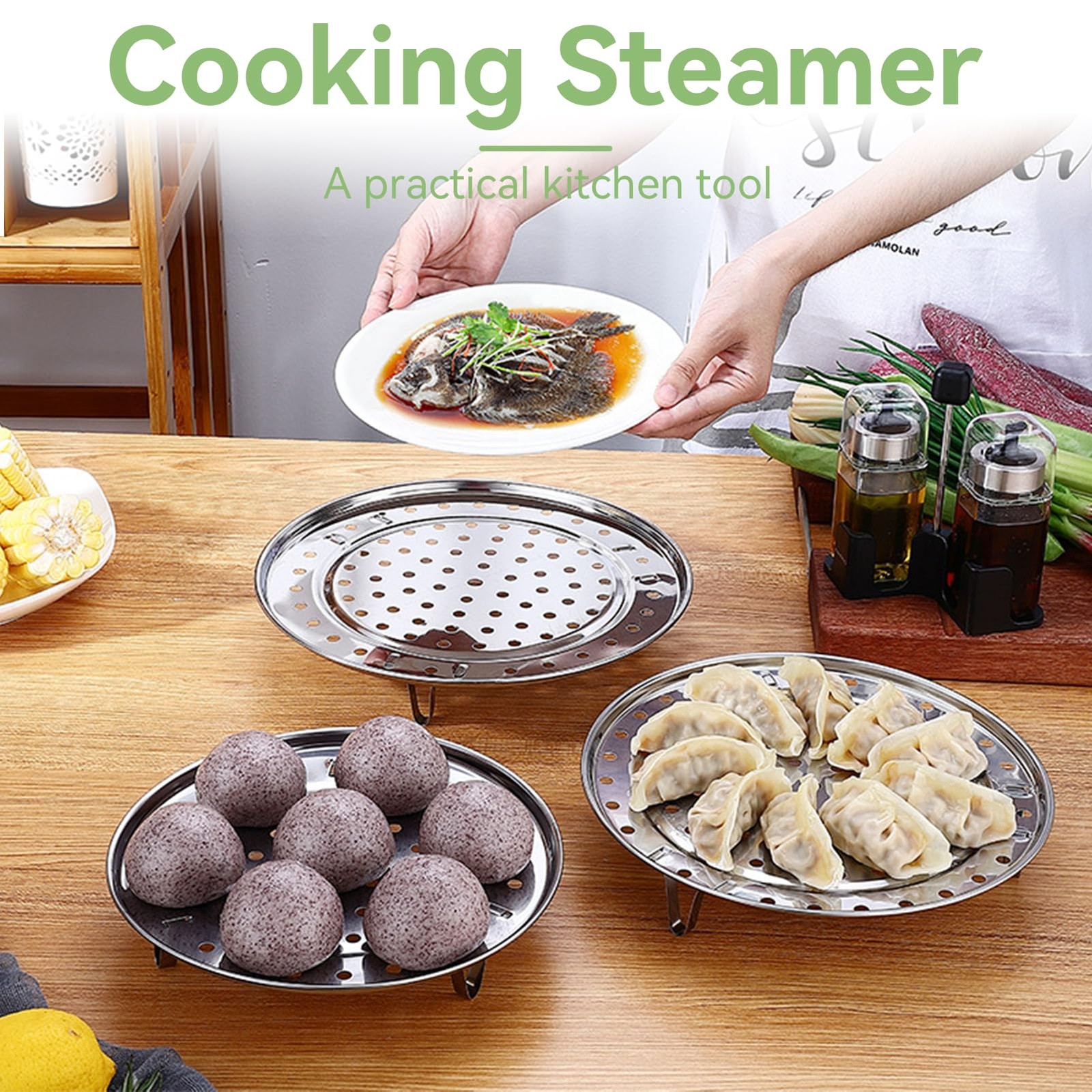 10In Steamer Rack, Stainless Steel Canning Rack Cooking Food Steaming Tray Steam