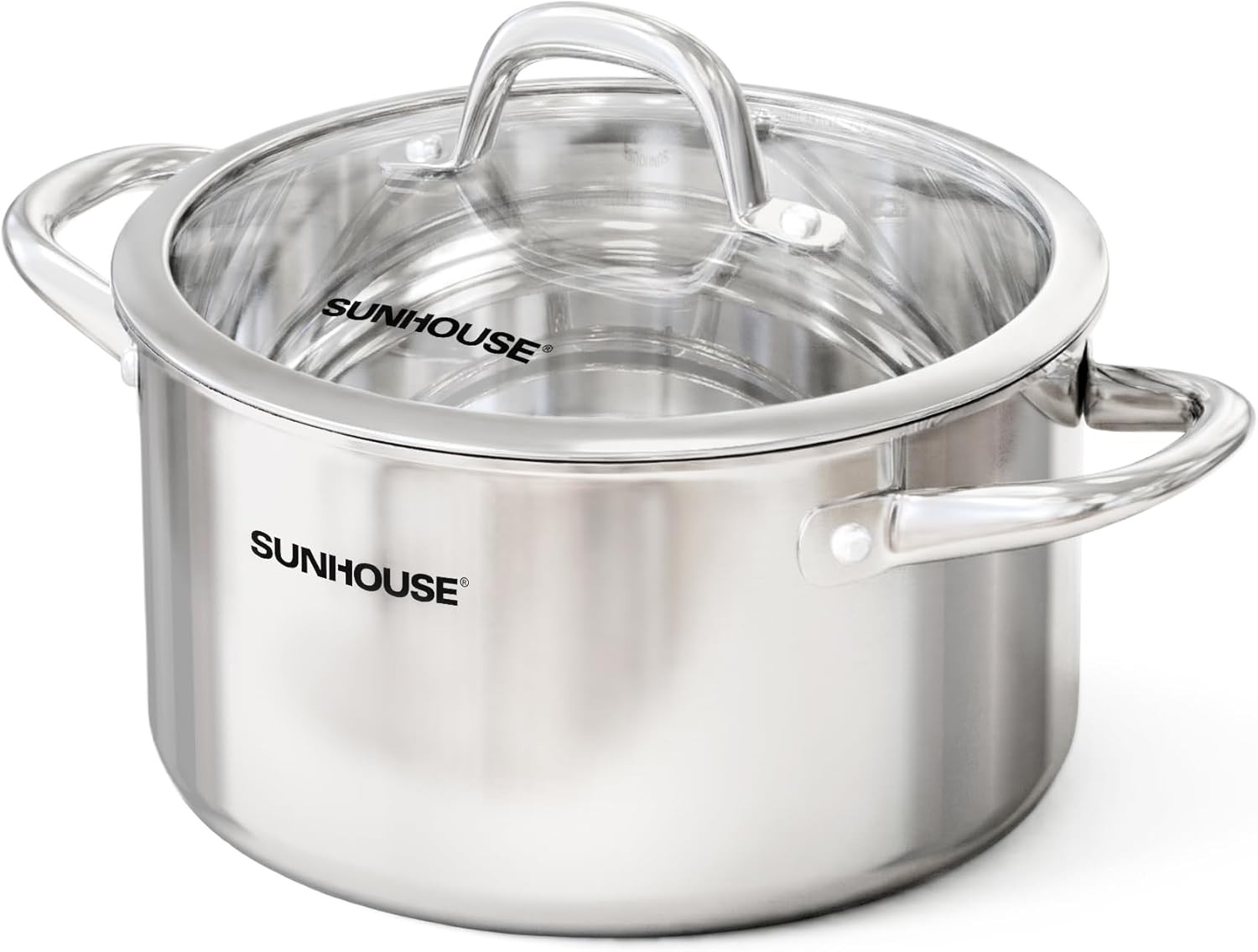 SUNHOUSE Whole-Clad 6.2 Quart Stainless Steel Stock Pot with Lid | Professional