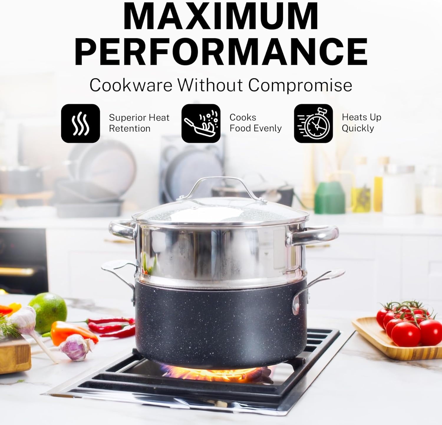 Granitestone 20 Pc Nonstick Cookware Set, Diamond Coated, Oven Safe to 500F,