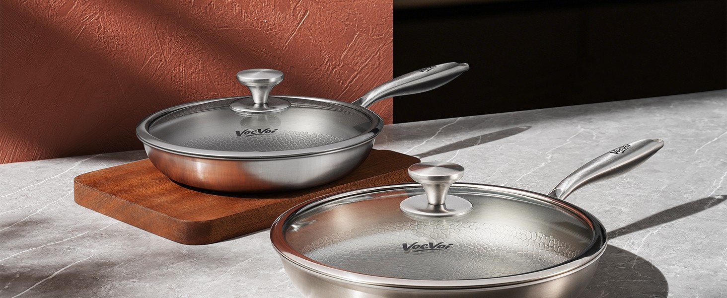 Titanium pans for cooking,12″ frying pan,butter warmer skillet | Uncoated