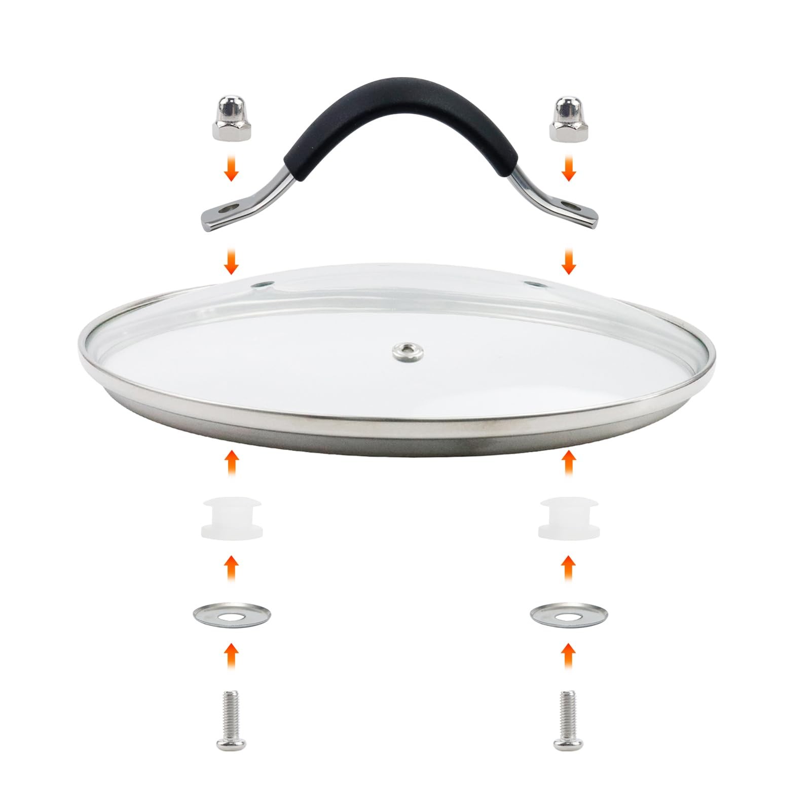 Glass Lid,7″”Tempered Lid with Silicone Handle for Any Cookware（:7.03″”-OD:7….
