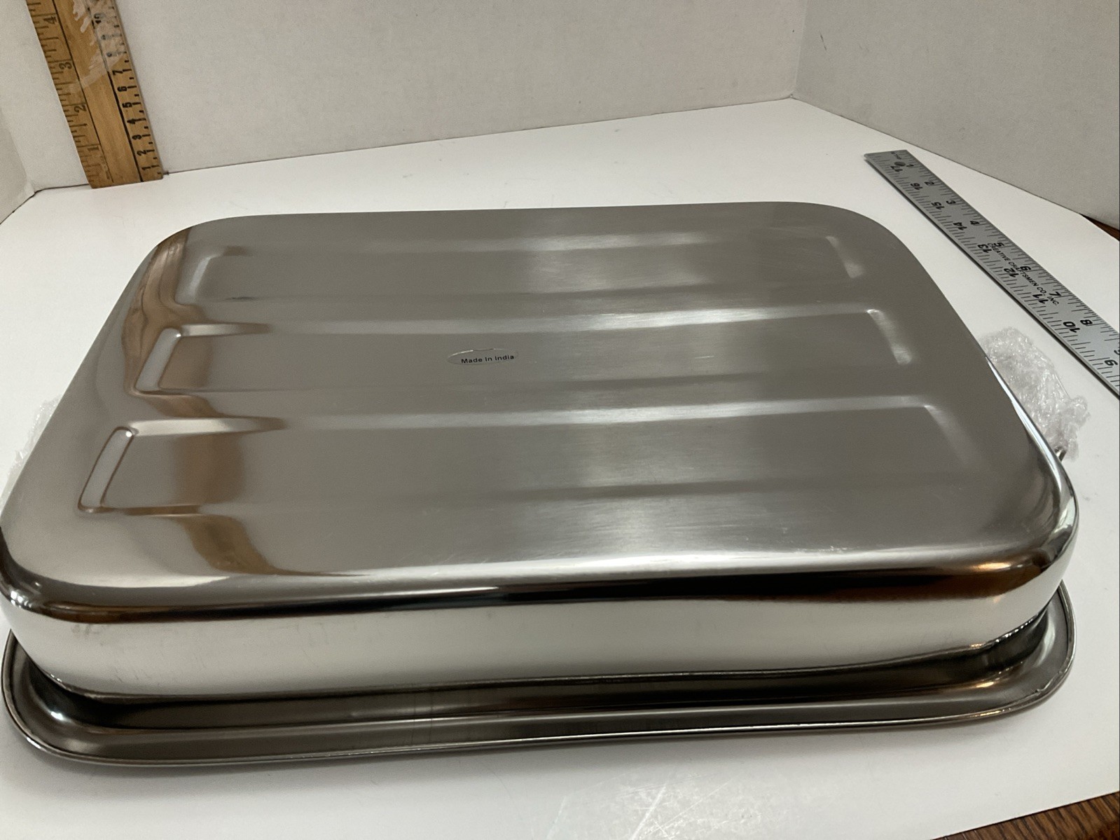 NEW BASIC ESSENTIALS ROASTER PAN & RACK STAINLESS STEEL NIB