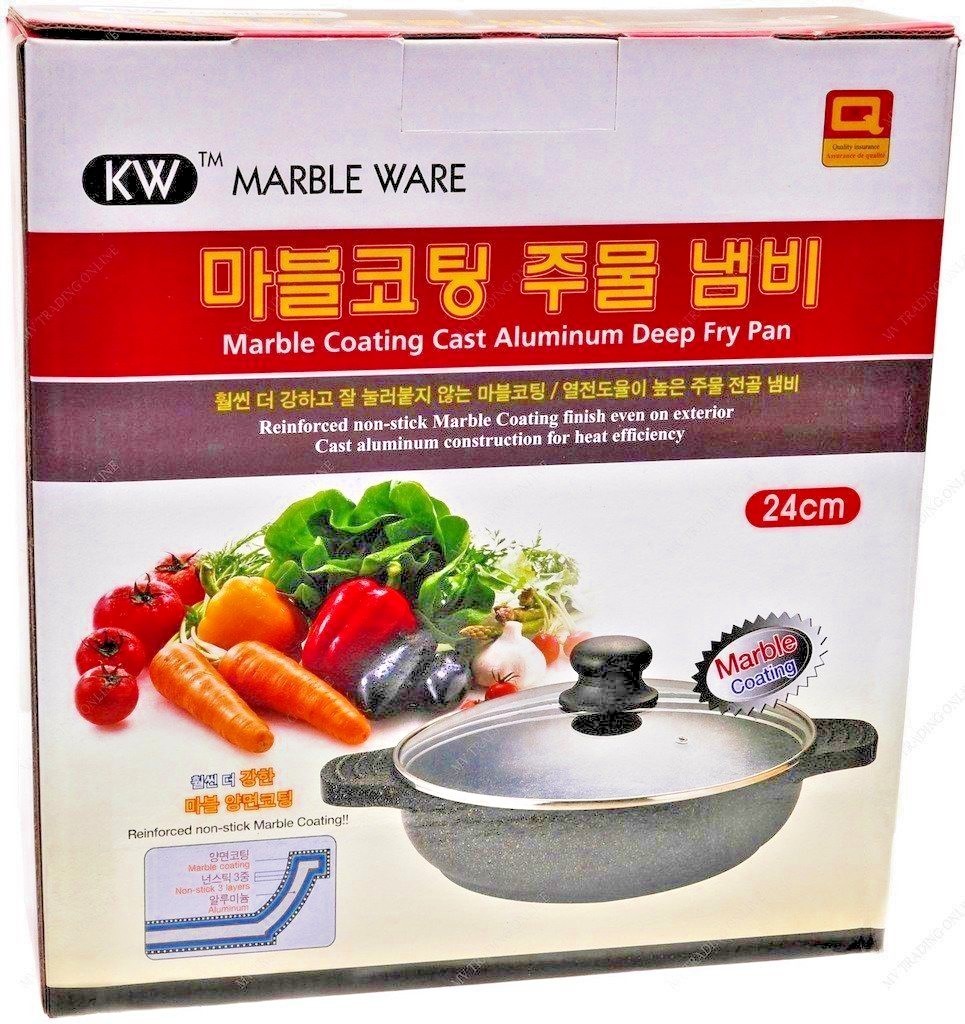 Ceramic Marble Coated Cast Aluminium Frying Pan, 9½ Inches / 24CM KW QPW24L