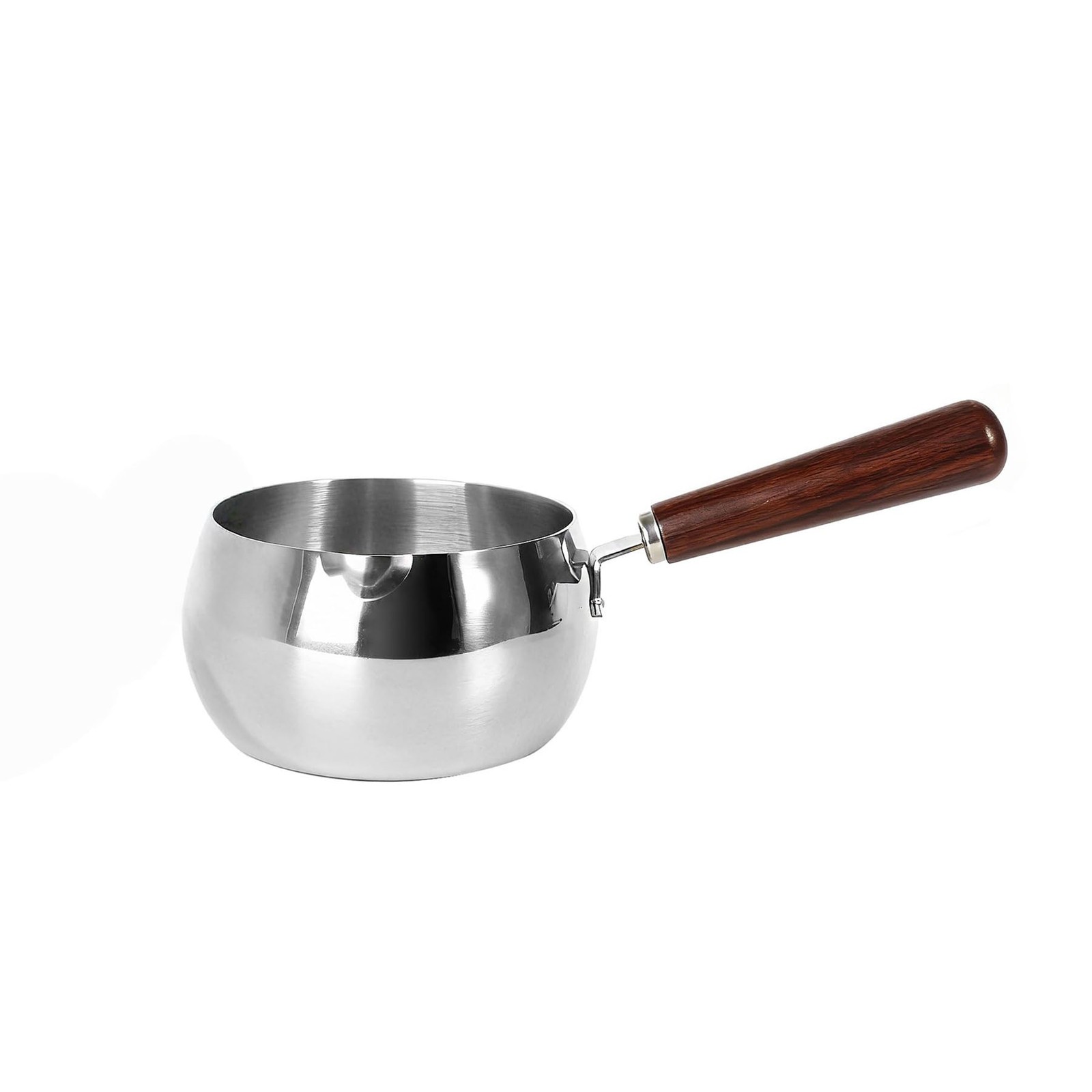 40oz SUS304 Stainless Steel Milk Butter Warmer Sauce Pot Wooden Handle
