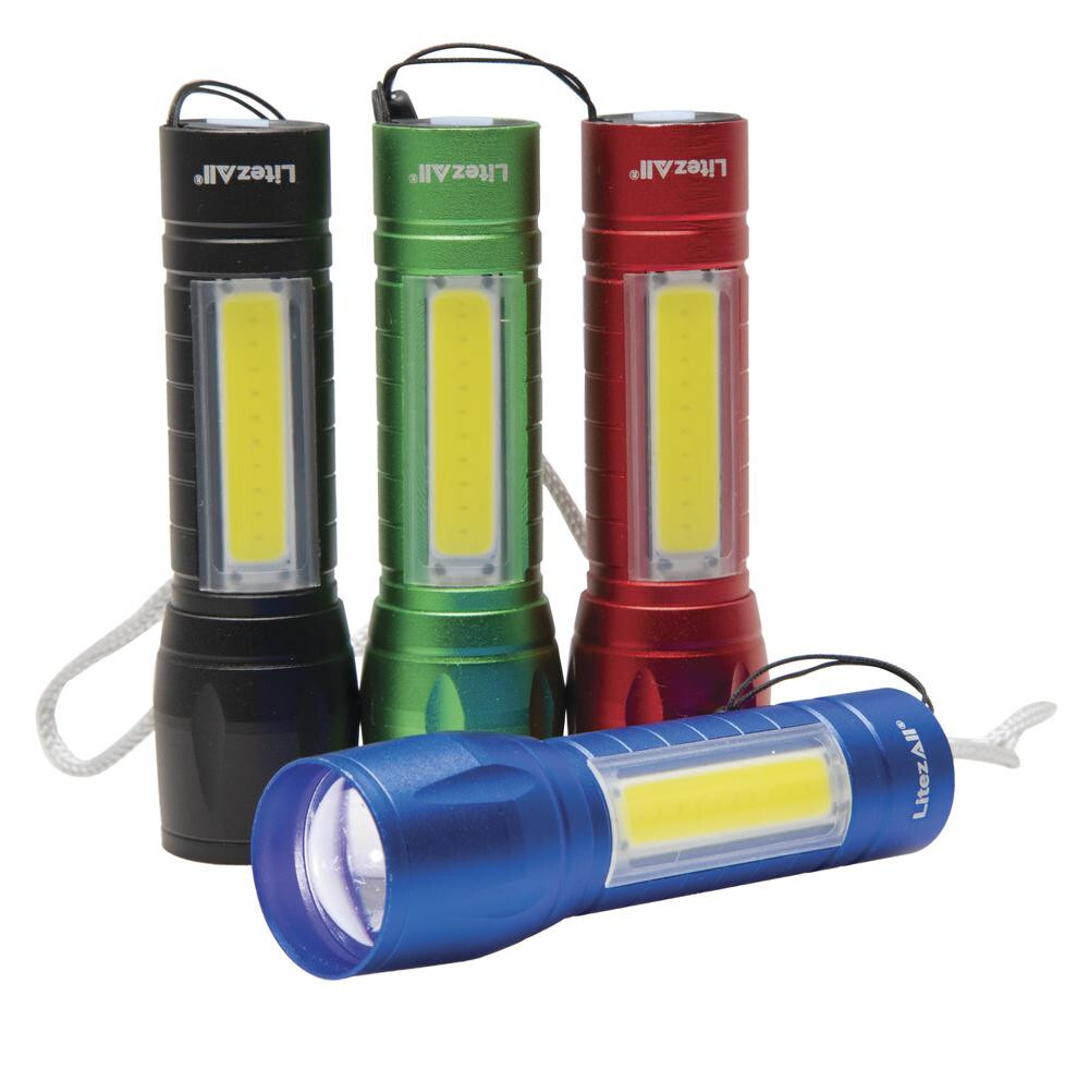 4pk LitezAll Rechargeable COB LED Focusing Task Flashlight 120 Lumen