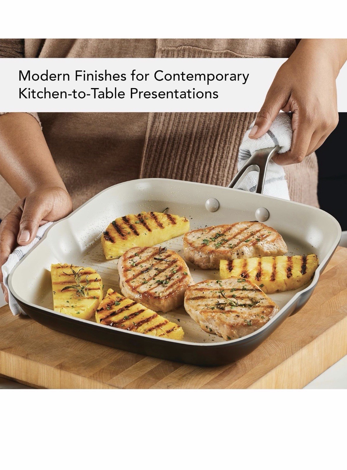 NEW KitchenAid Grill Pan 11.25in White Hard-Anodized Ceramic Nonstick Square