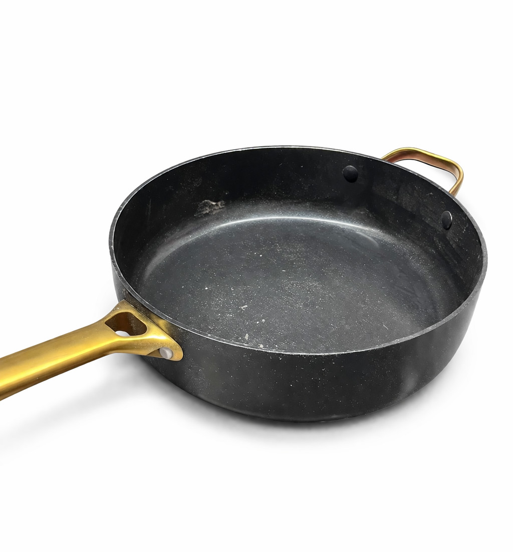 GreenPan 7 Pc Cookware Set Fry Pans Nonstick Ceramic Black Gold Handles