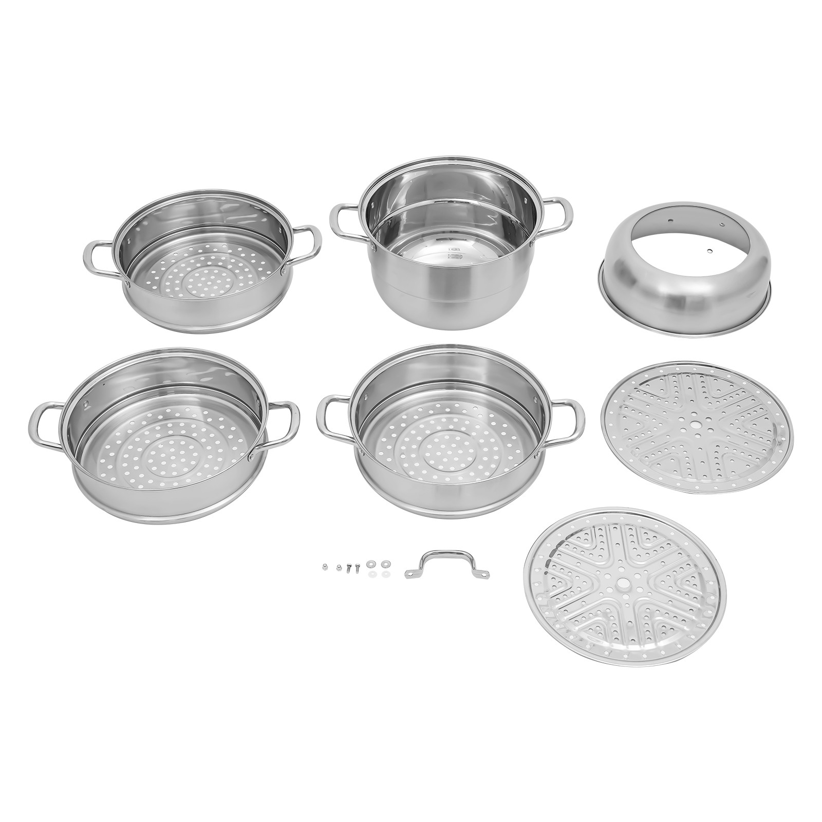 Stackable Stainless Steel Steamer Cooker Pot Glass Lid 5 Layers Large Capacity