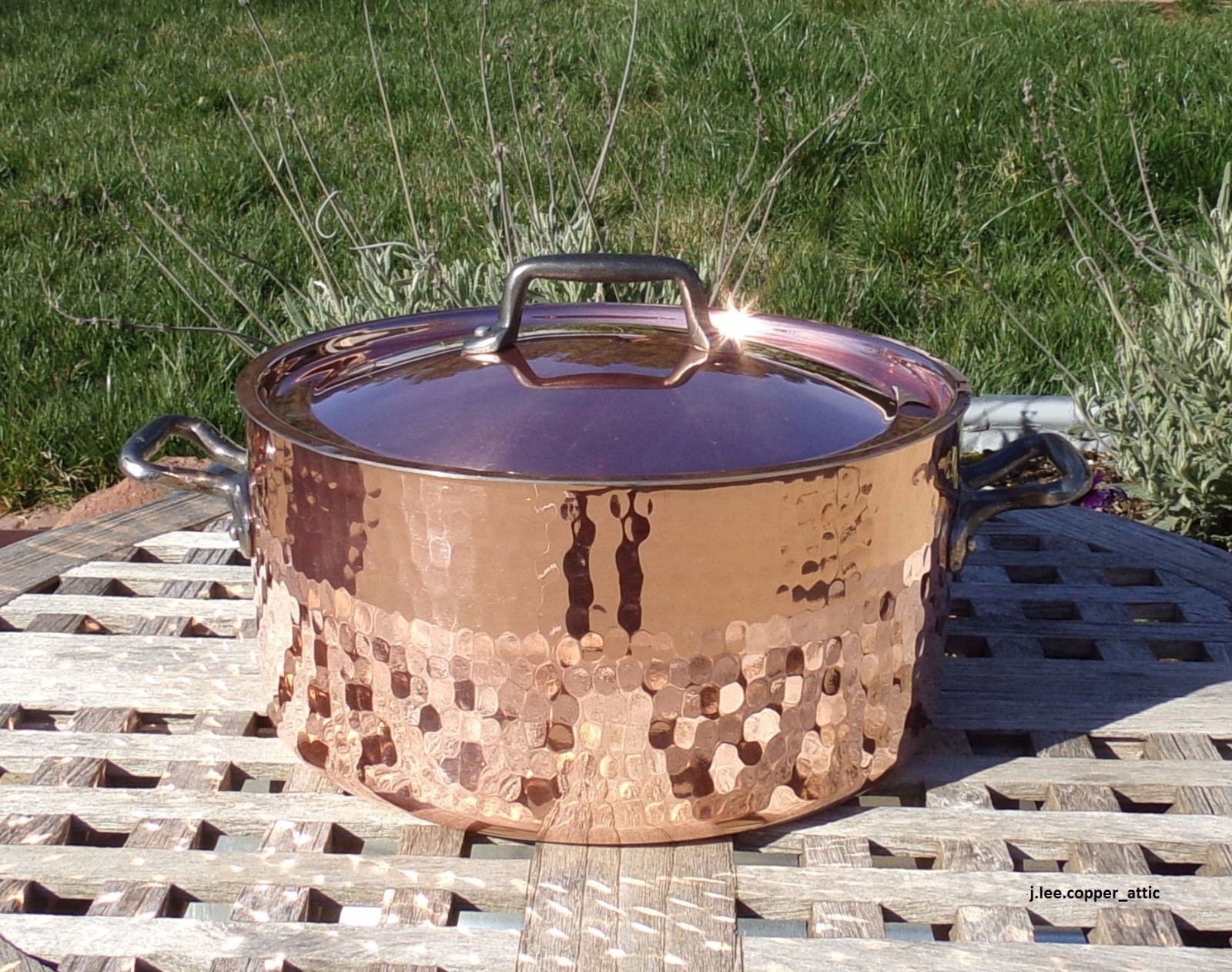 Copper 4 QT Dutch Oven w/ Lid, Hammered, 2.3 mm, Made in France