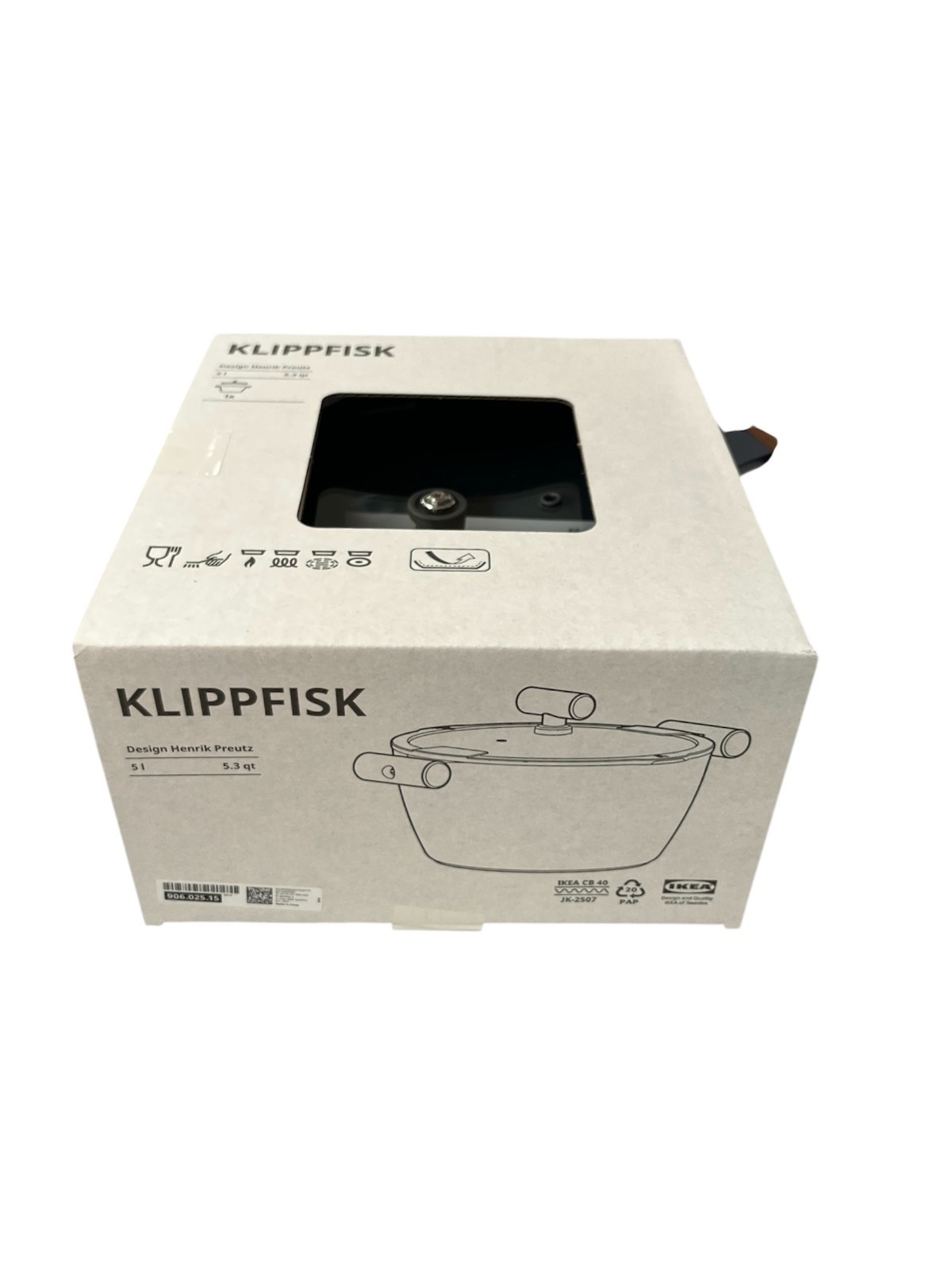 New IKEA KLIPPFISK Black-Blue Non-Stick Pot With Lid 5 L (5.3 qt) 906.025.15