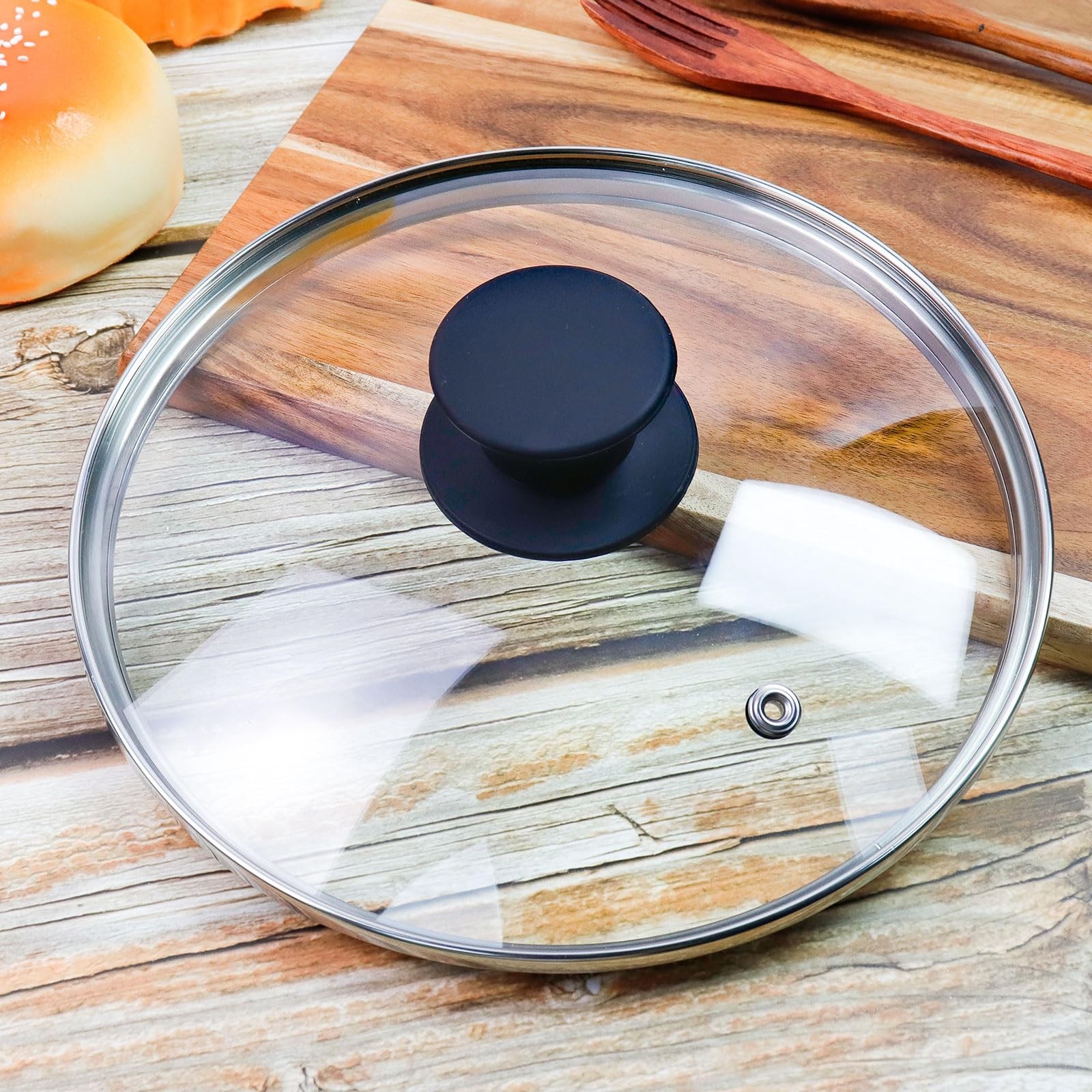 Universal Lid for Pots, Pans and Skillets, 9inch /23cm Clear Glass Pot Lid wi…