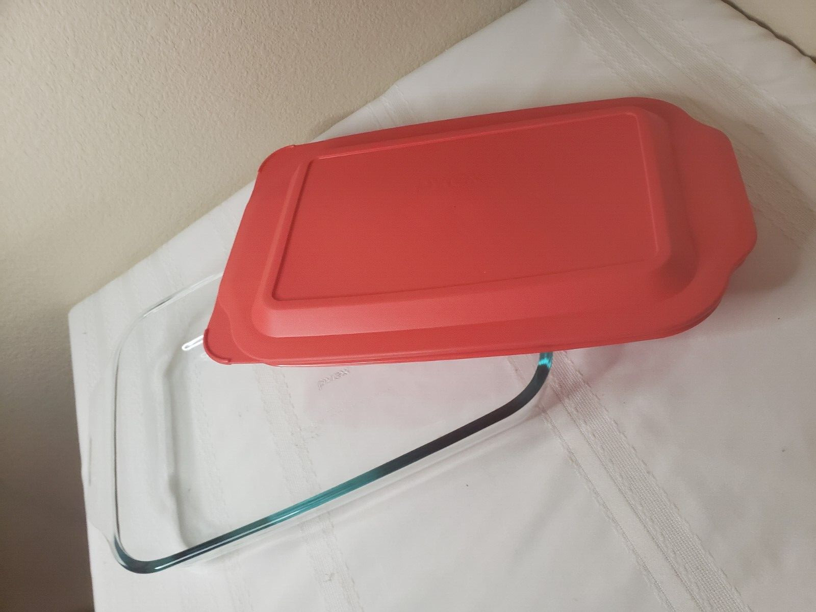 Pyrex 3 Qt Clear Glass 9″ x 13″ Baking Dish Casserole w/Red Lid 233 3 QT 2.8 L