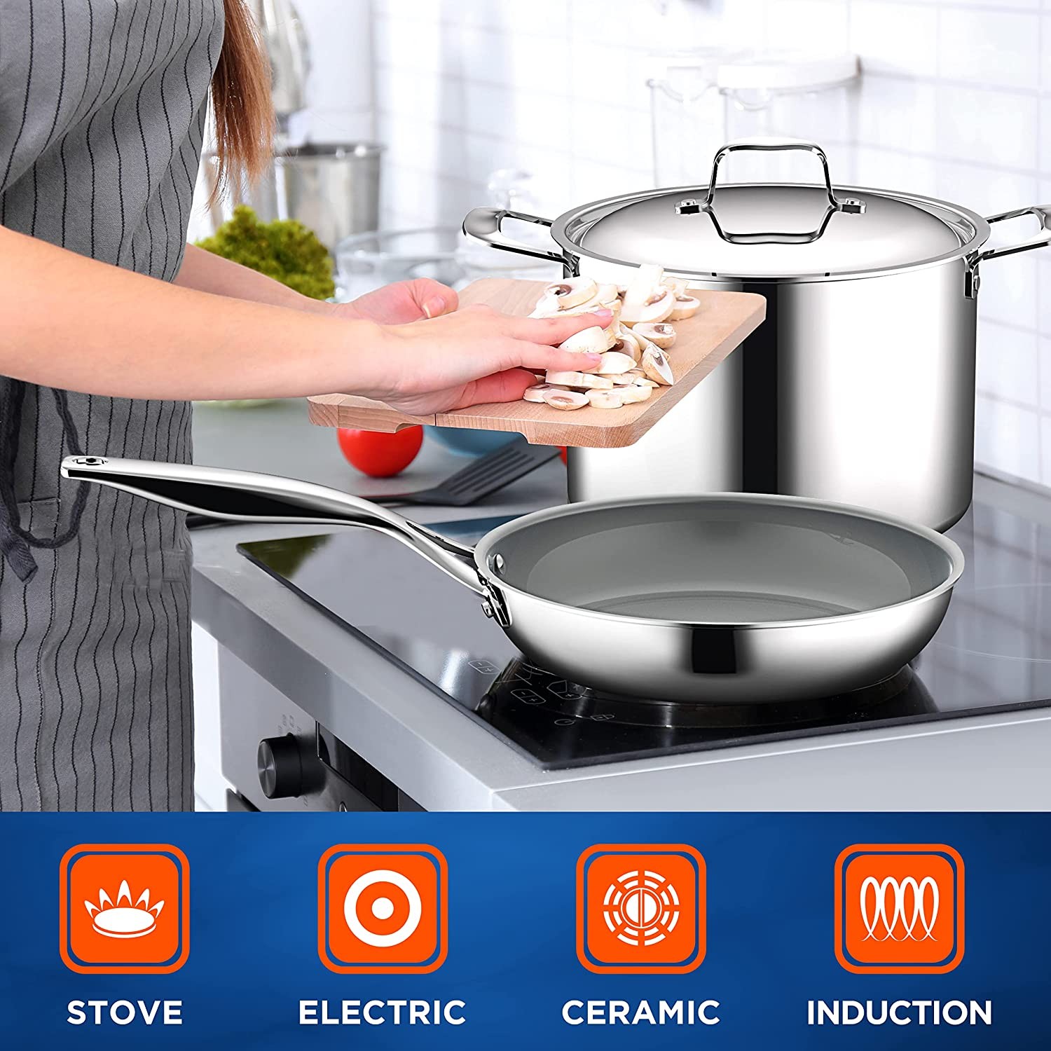 Nutrichef NCSSX45 12Pc Clad Cookware
