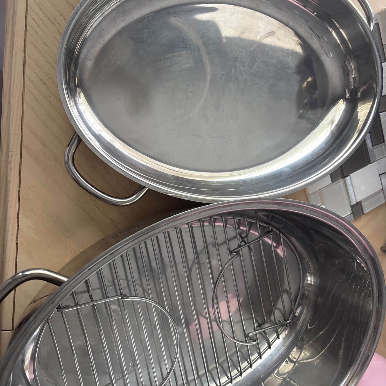 Gourmet Standard Stainless Steel 12 Qt Roaster (3 piece set) 8″x17 3/4″x 12″