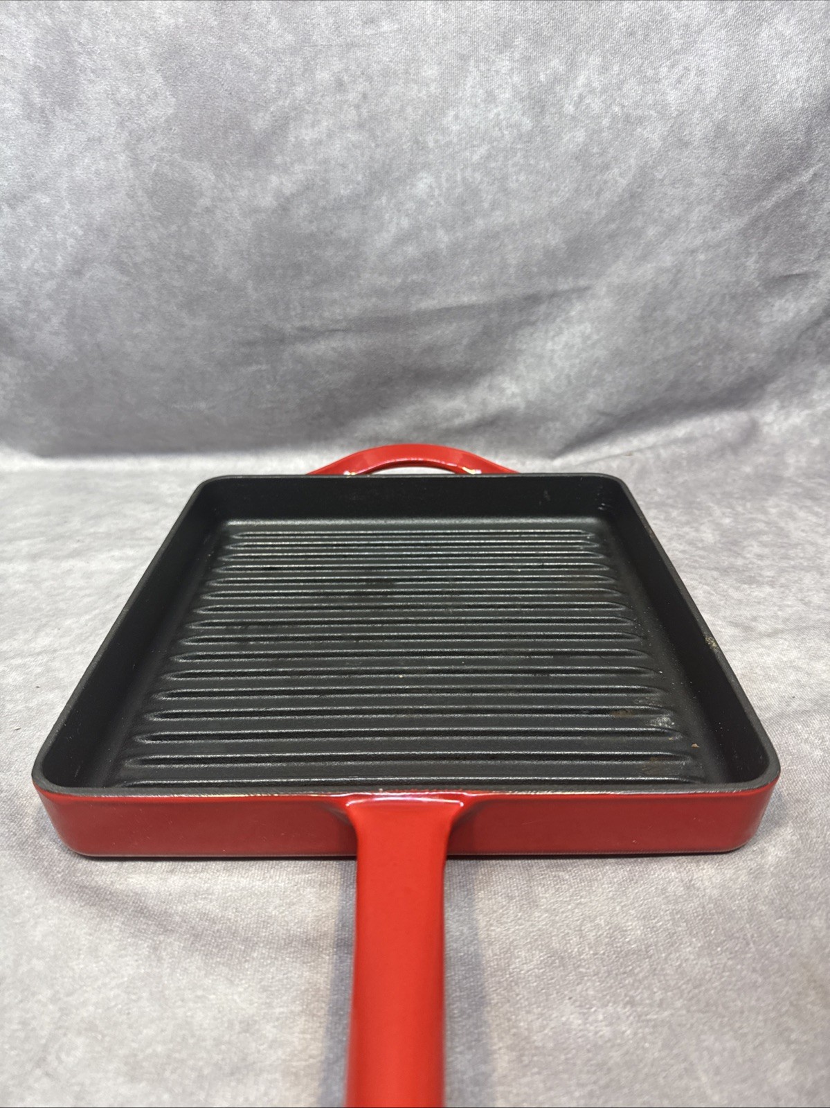 Giada De Laurentis GDL Panini Press Grille Pan Fry Cast Iron Red Enamel 10 Grill