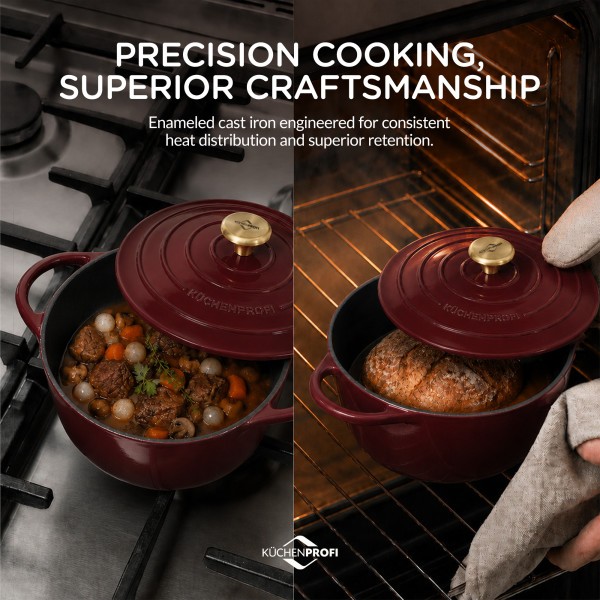 Frieling Küchenprofi Provence Dutch Oven, 4.4 Qt Enameled Cast Iron Pot – 9.5″