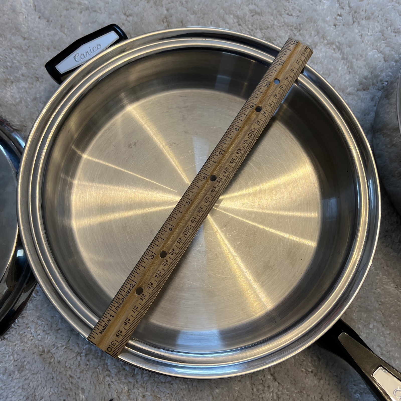 Carico Ultra Tech Stainless Cookware (7) Pan Skillet Pots T304SS USA Ultra Core