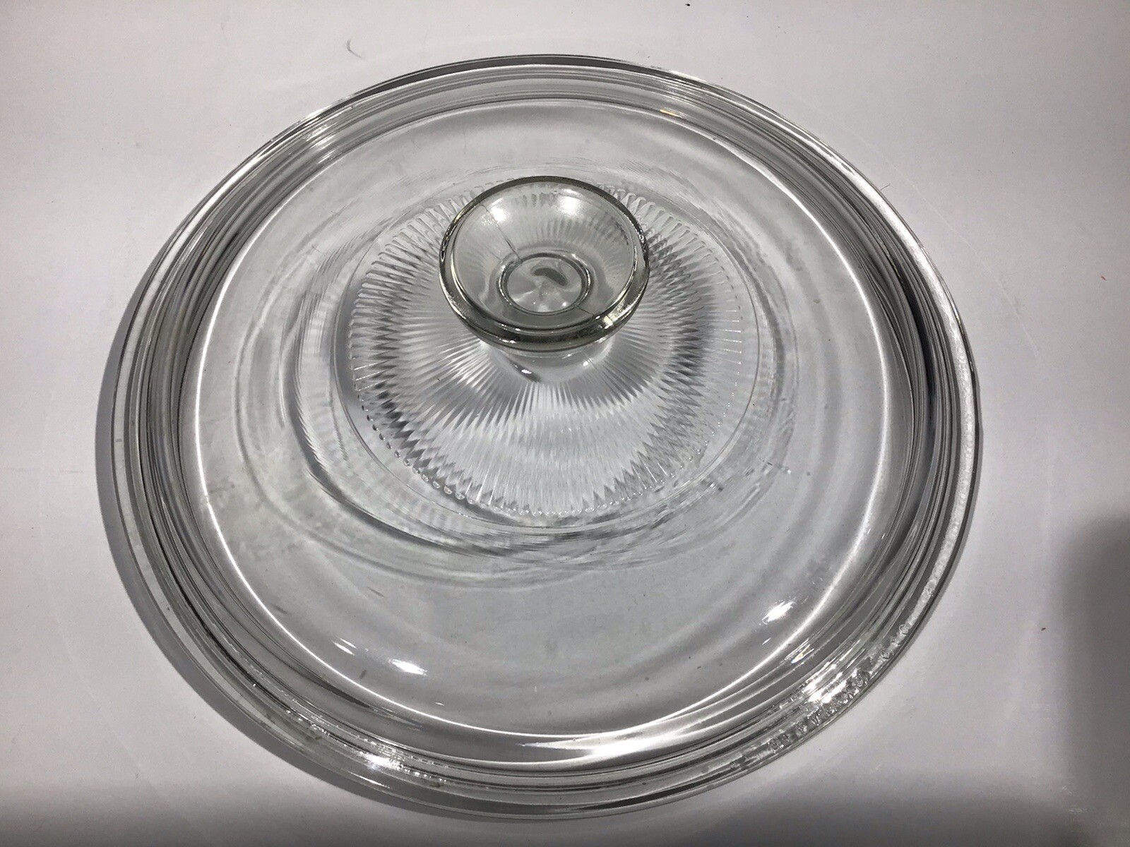 Round 8.25″ clear glass replacement Lid handle Stamped Mexico 13