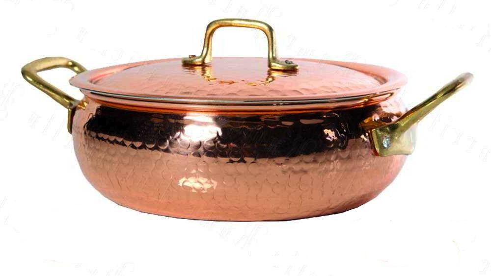 Domed Pan Pot 2 Handles Tinned Copper Handles Brass Professional 30