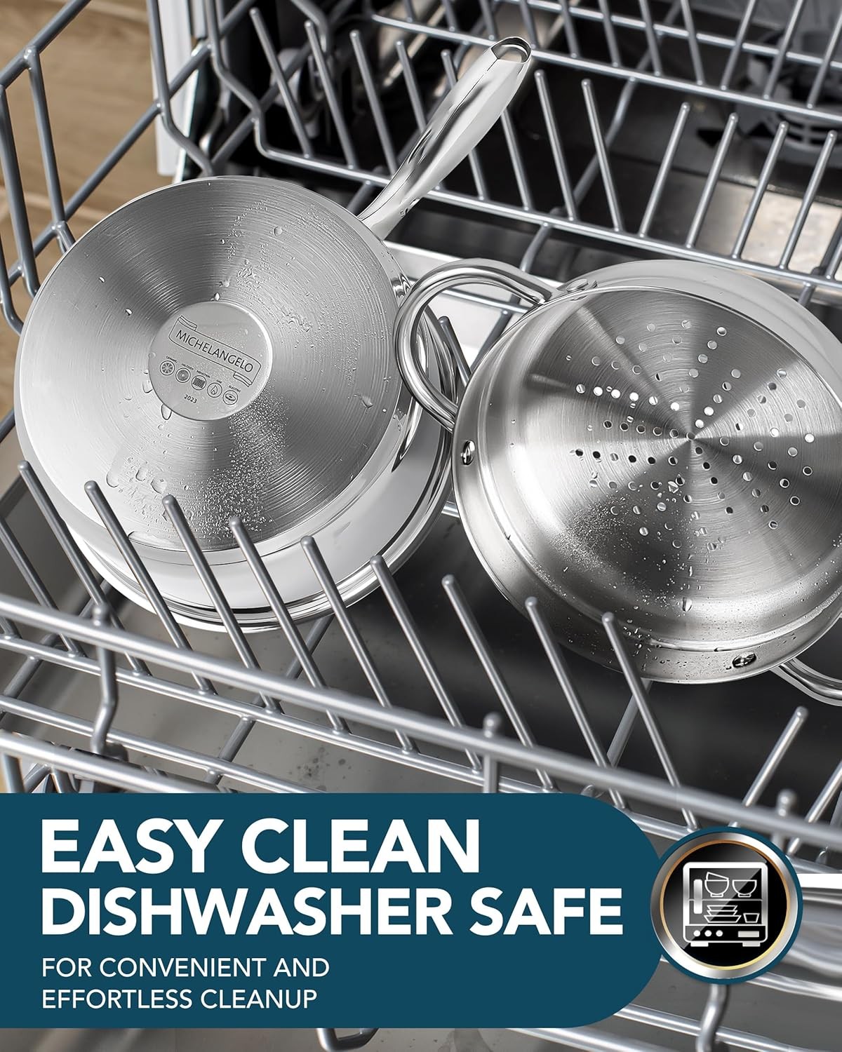 1.5 Quart Saucepan with Steamer, Stainless Steel Saucepan with Lid, Triply
