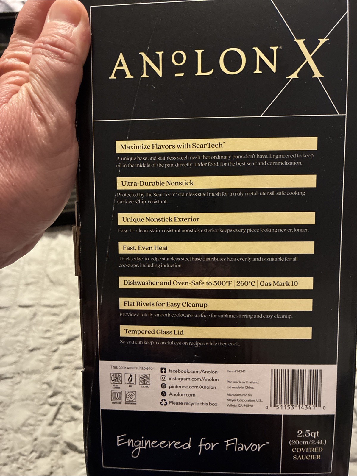 ANOLON X – 2.5qt Covered Saucier Sauce Pan – Black Ultra-Durable Nonstick w/ Lid