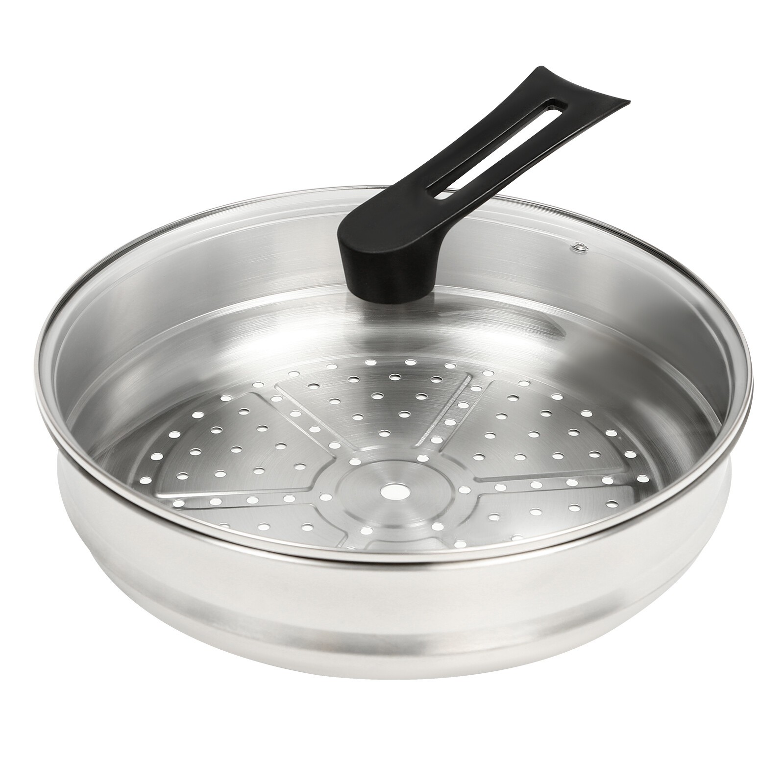 Large Honeycomb Wok Pan with Lid & Stainless Steel Steamer Cooking Pot Nonstick