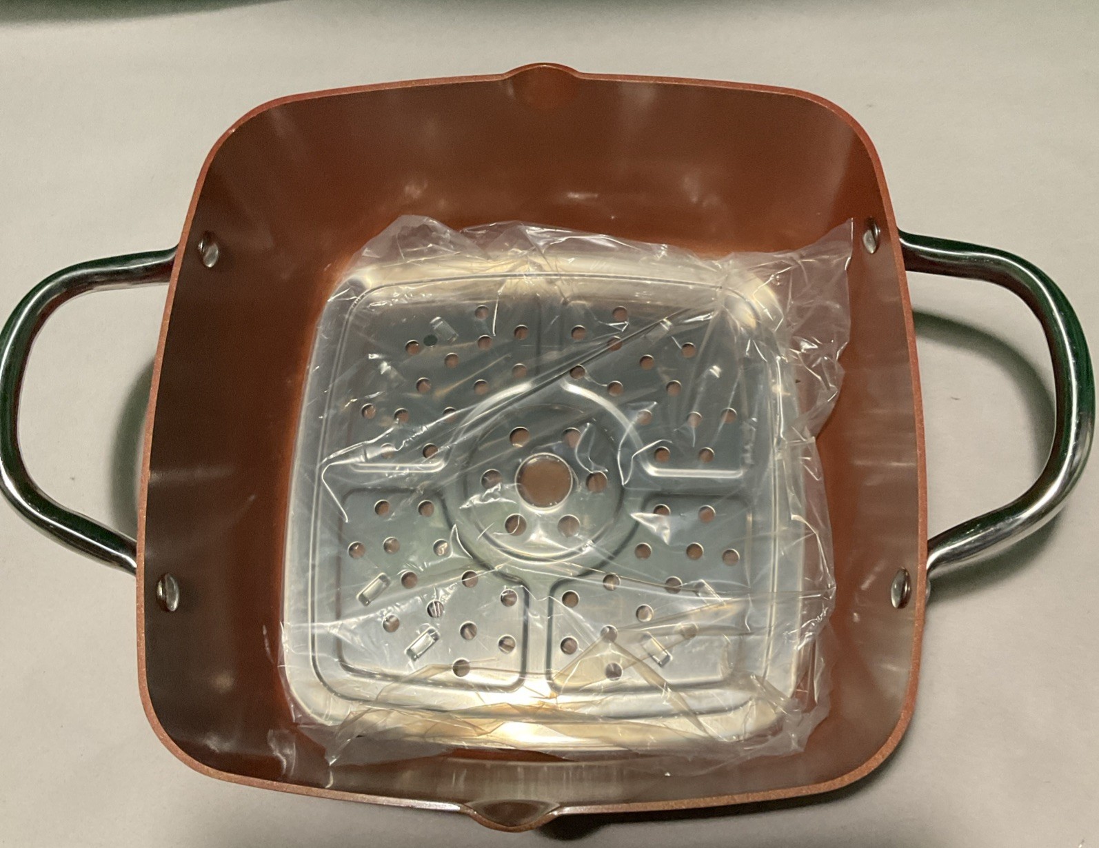 Moss & Stone Copper 5 Piece Set Chef Cookware, 9.6” Non Stick Pan, Deep Square