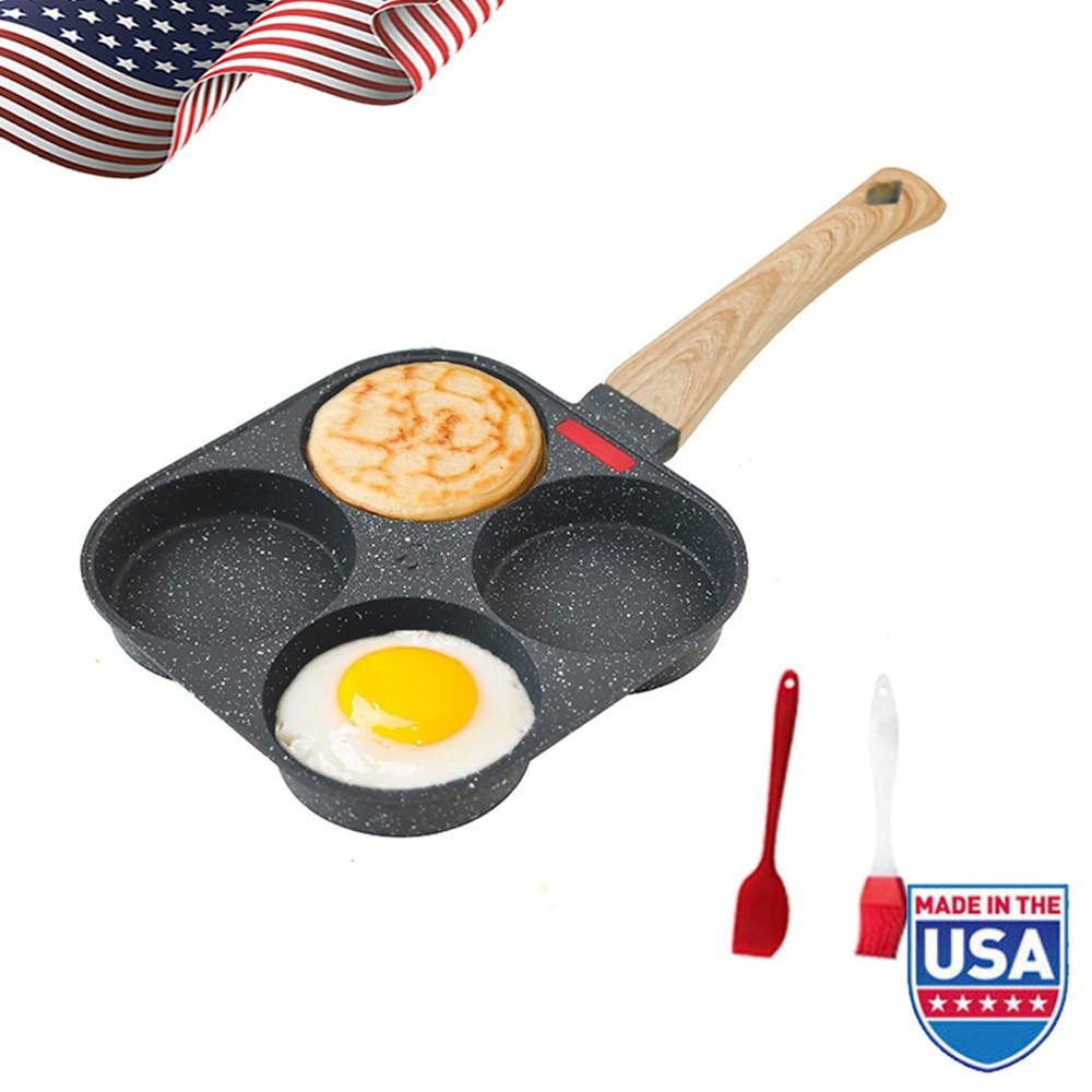 4-Cup Egg Pan Granite Egg Frying Pan Nonstick Induction Cooktop Breakfast