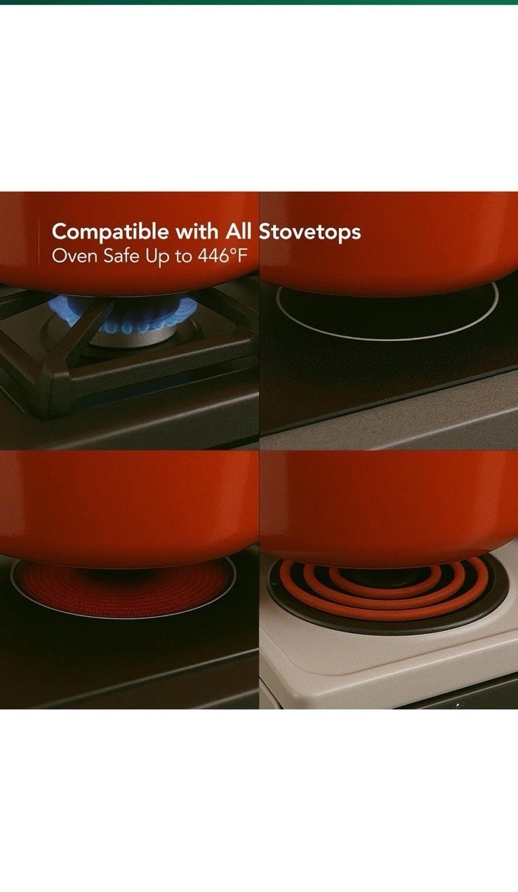 OVENTE Dutch Oven Pot with Lid, 4.6 Quart Aluminum Non-Stick
