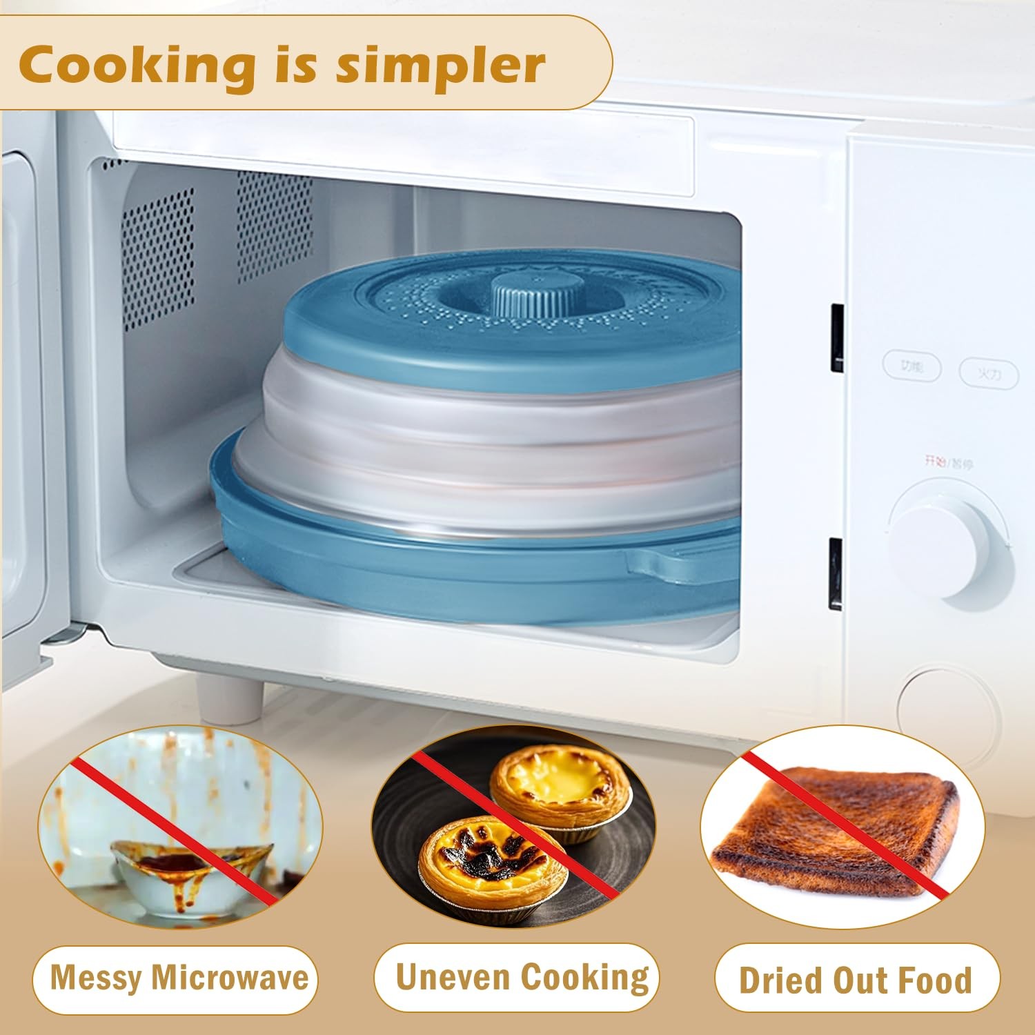 Microwave Splatter Cover, Microwave Cover for Food with Anti-scald Tray, Coll…