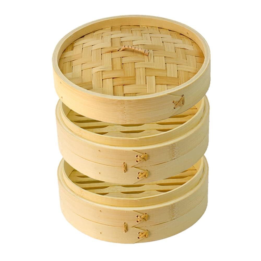 Bamboo Steamer Basket – Traditional Dumpling Steamer with Lid for Cooking Veg…