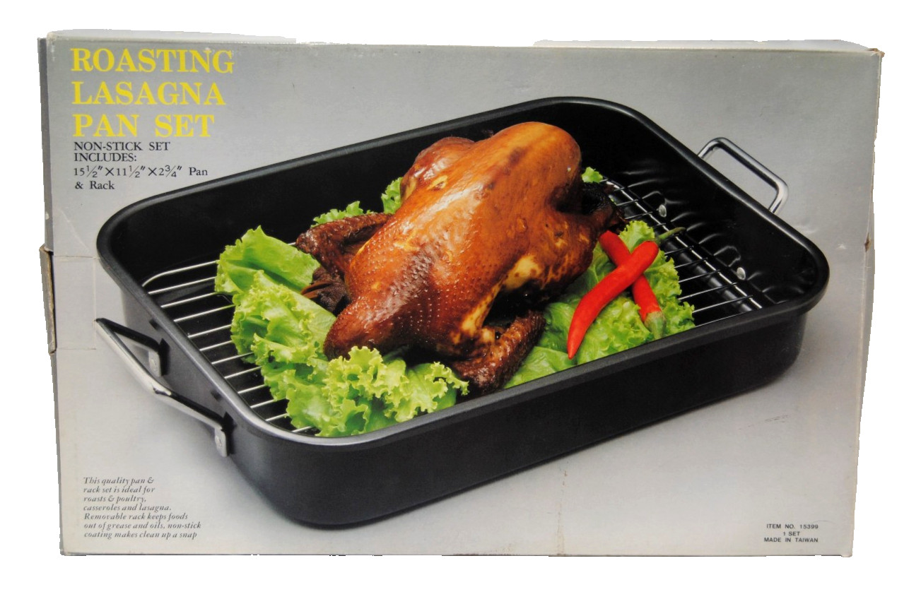 Roasting Lasagna Non-Stick Pan Set with Rack 15.5″ x 11.5″ x 2 3/4″ New T2687