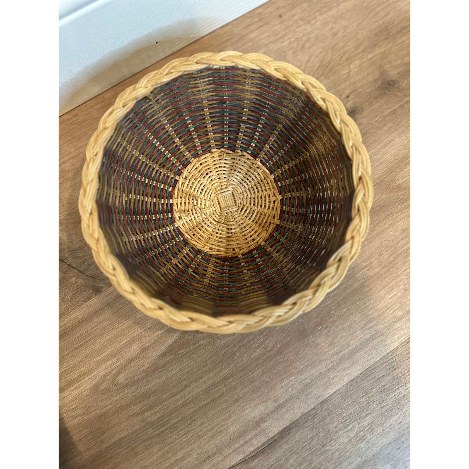 Wicker Casserole Basket Fits Pyrex 023 Multicolor 9 Inch Round Boho Cottage Farm