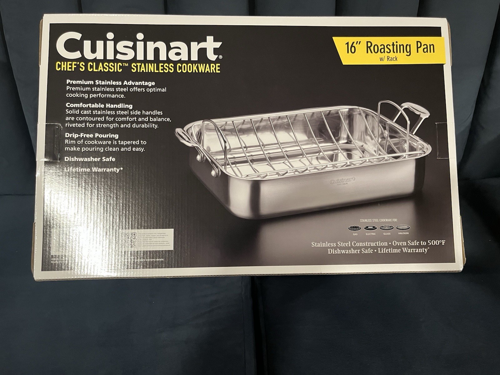 Cuisinart Roasting Pan with Rack, 16”, Chef’s Classic, Stainless