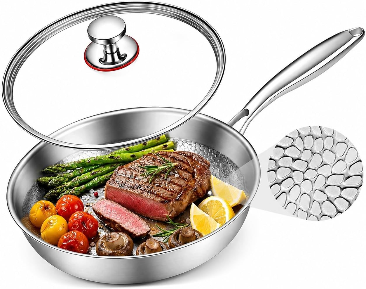 NEW Titanium Hammered Nonstick Fry Pan Ultra Durable Scratch Resistant Cookware