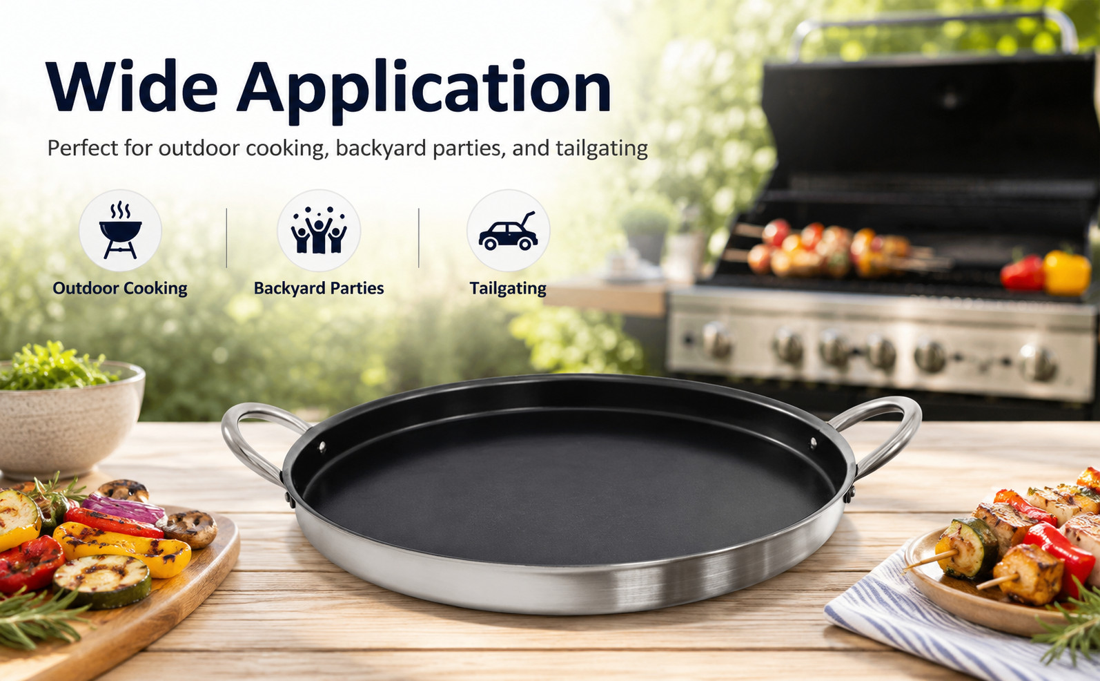 16” Stainless Steel Flat Comal Griddle – Round Non-Stick Grill & Frying Pan