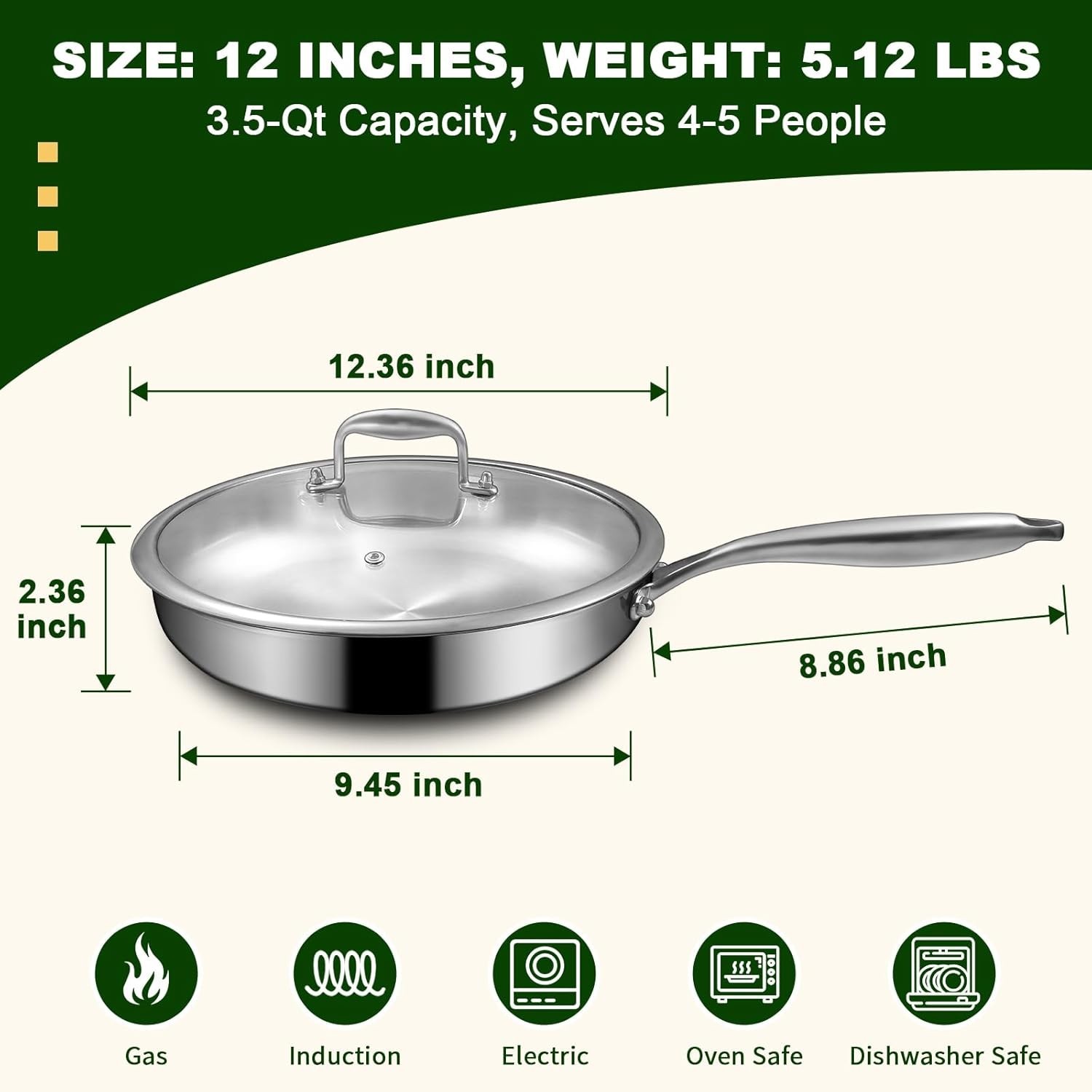 2025 New StainlessHammered Pan Pro with no Lid, Titanium Pans for Cooking -Durab