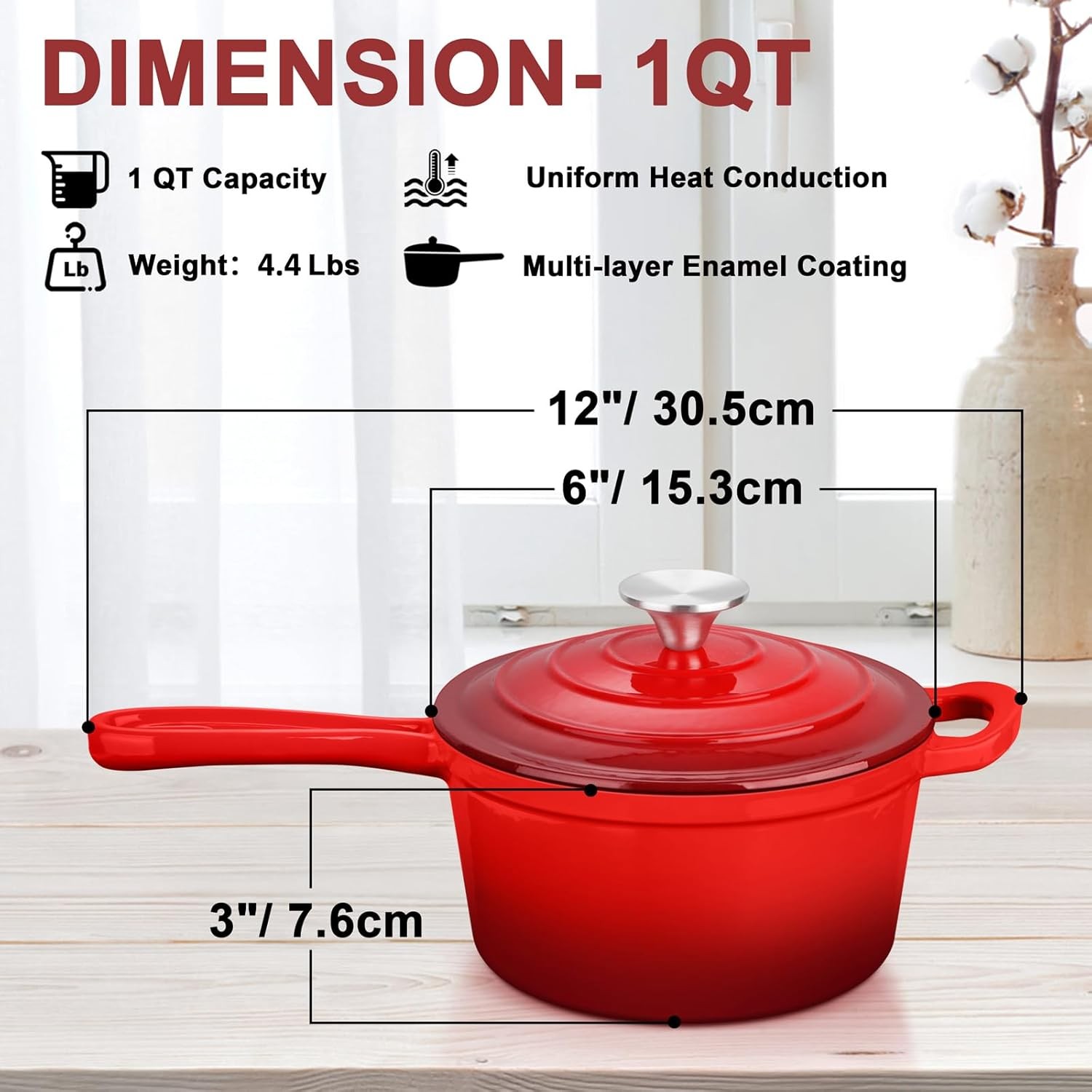 Enameled Cast Iron Sauce Pan with Lid 1 Quart Saucepan with Lid Small Enamel …