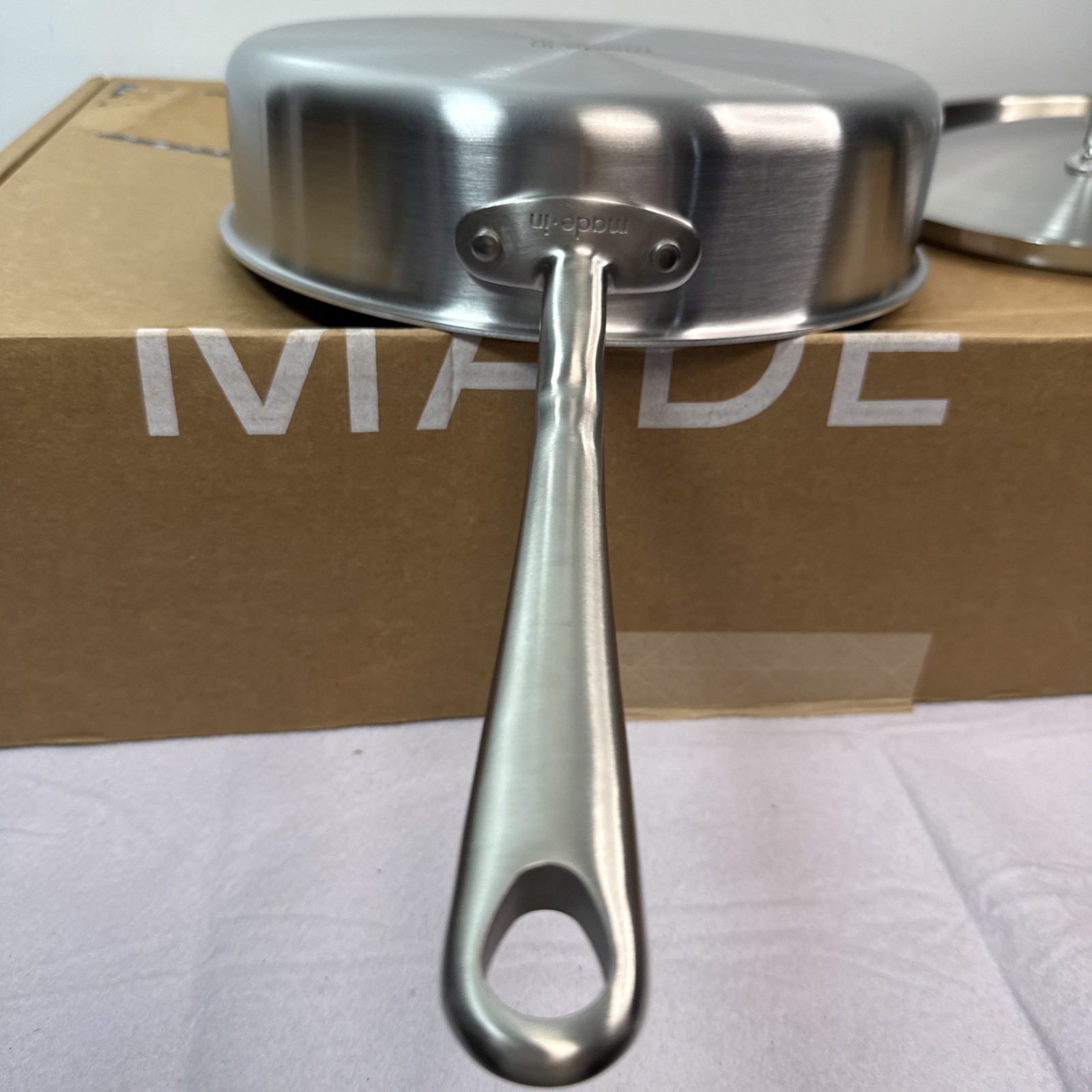 Made In 3.5 Quart Stainless Steel Saute Pan with Lid – All 5 Ply Clad NEW
