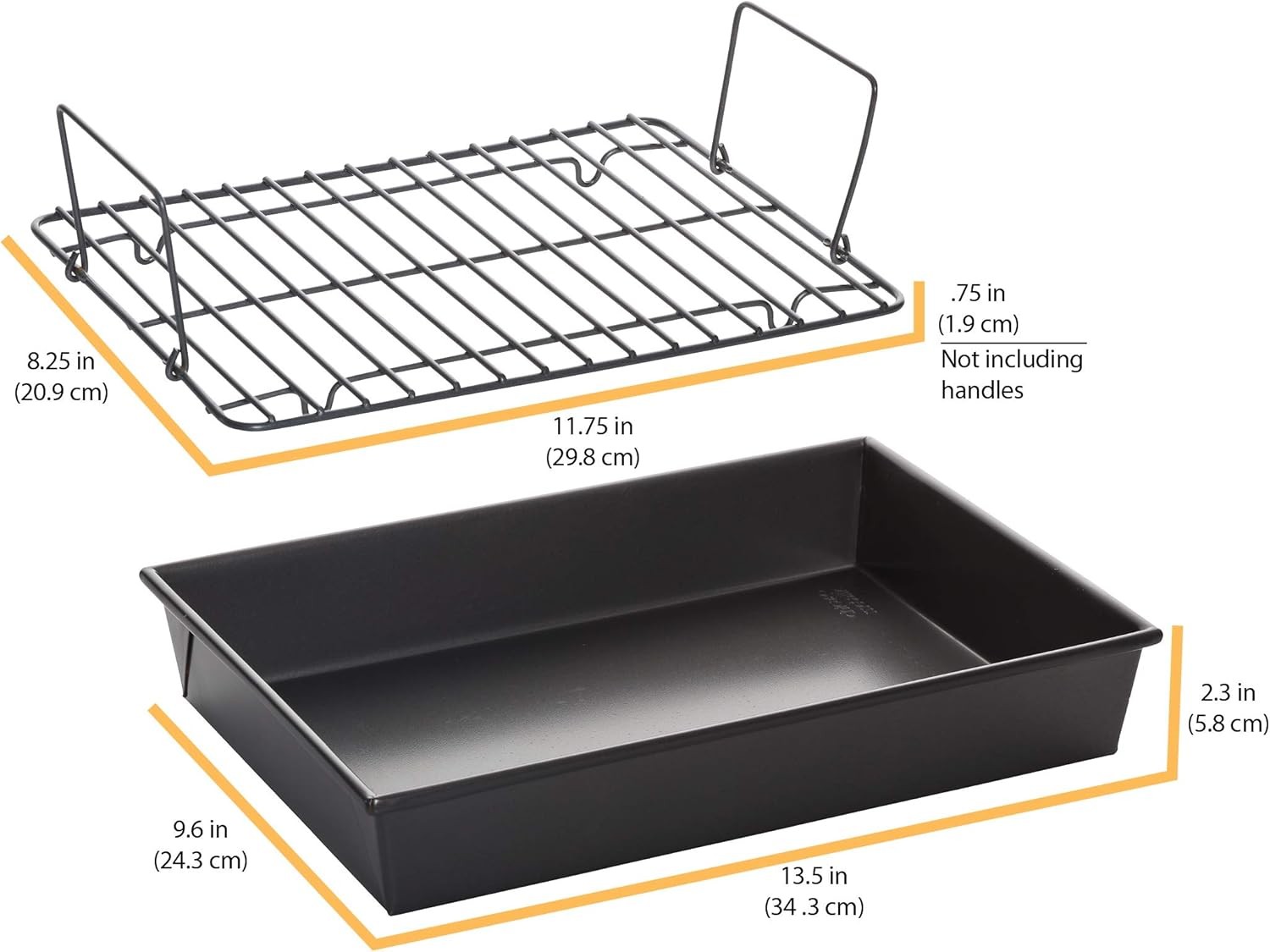 Professional Roast Pan with Non-Stick Rack, 13-Inch-by-9-Inch, Gray – 16947