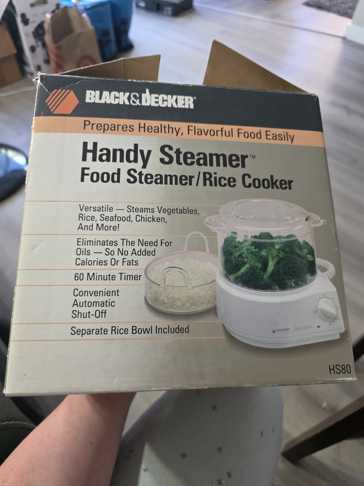 Vintage Black & Decker HS80 Handy Steamer Food Steamer/Rice Cooker Original Box